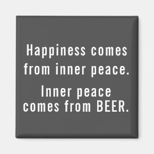 Funny Happy Beer Definition Grått och White Magnet