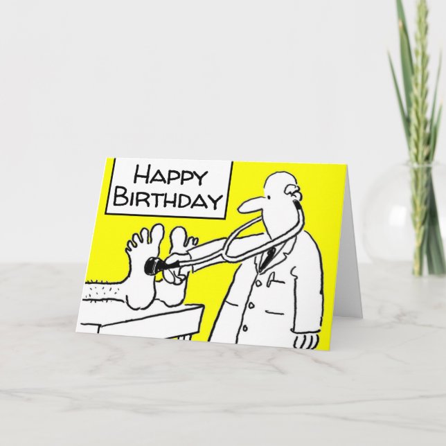 Funny Happy Birthday Doctor Lab Coat & Stethoscope Kort (Framsida)