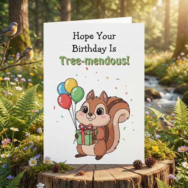 Funny Happy Birthday Squirrel Pun Kort (Skapare uppladdad)
