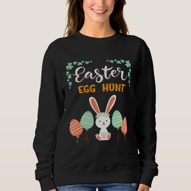 Funny Happy Easter Egg Hunt Cute Bunny Ears Sister T Shirt (Framsida)