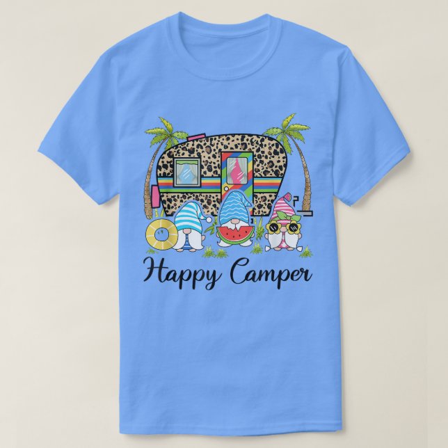 Funny Happy Gnome Camper Cute For Kids Women Men  T Shirt (Design framsida)