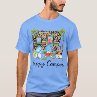 Funny Happy Gnome Camper Cute For Kids Women Men  T Shirt