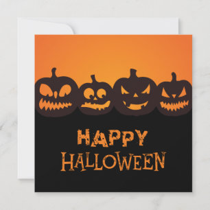 Funny Happy halloween Carved Pumpkin-kvartetten Julkort