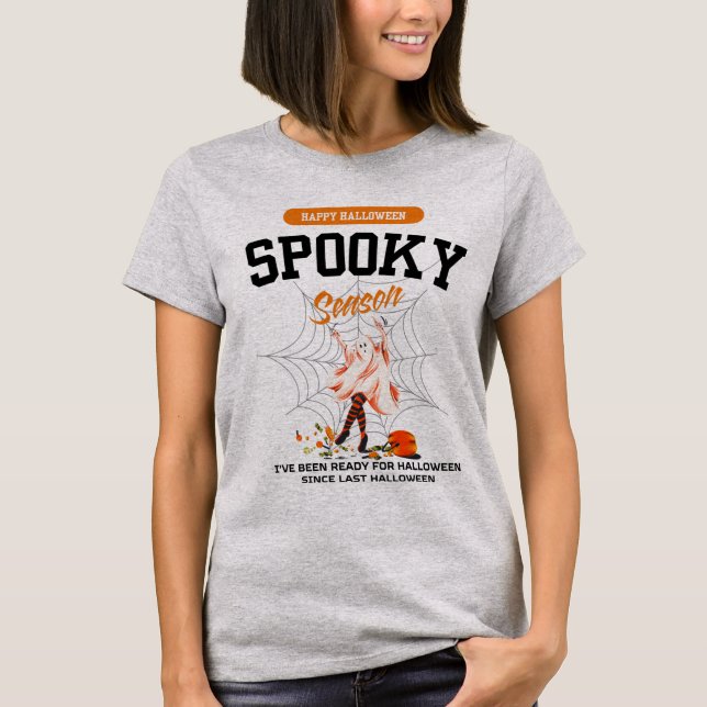 Funny Happy halloween Ghost T-Shirt (Framsida)