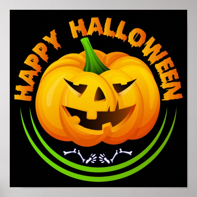 Funny Happy halloween Scary Pumpkin Poster (Framsidan)