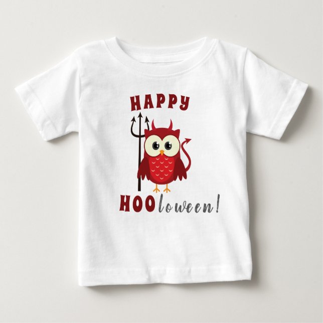 Funny Happy halloween Uggla Djävulen Bus eller god T Shirt (Framsida)