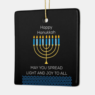 Funny Happy Hanukkah Cute Blue Chanukah Unique Julgransprydnad Keramik