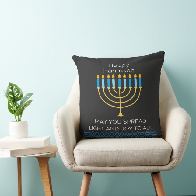 Funny Happy Hanukkah Cute Blue Chanukah Unique Kudde (Stol)
