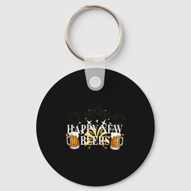 Funny Happy New Beers Drinking 2021 Nye Party Happ Nyckelring (Framsida)