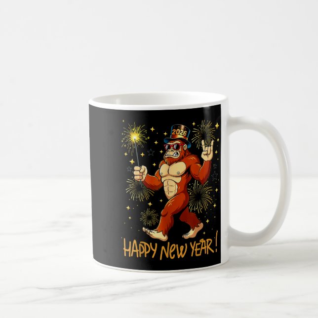 Funny Happy New Year 2026 Bigfoot Lovers New Years Kaffemugg (Höger)