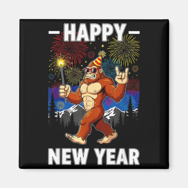 Funny Happy New Year 2026 Bigfoot Lovers New Years Magnet (Framsidan)