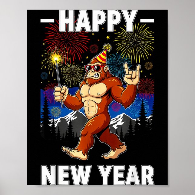 Funny Happy New Year 2026 Bigfoot Lovers New Years Poster (Framsidan)
