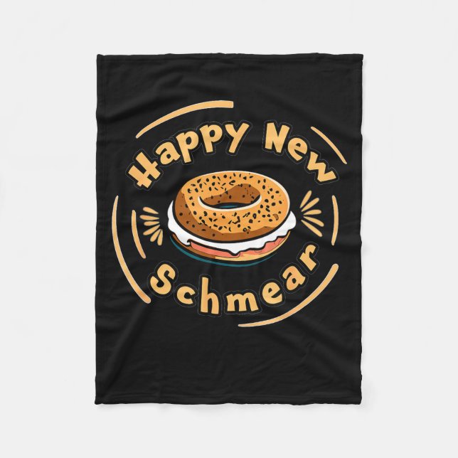 Funny Happy New Year Bagel &amp; Schmear Jewish Br Fleecefilt (Framsidan)
