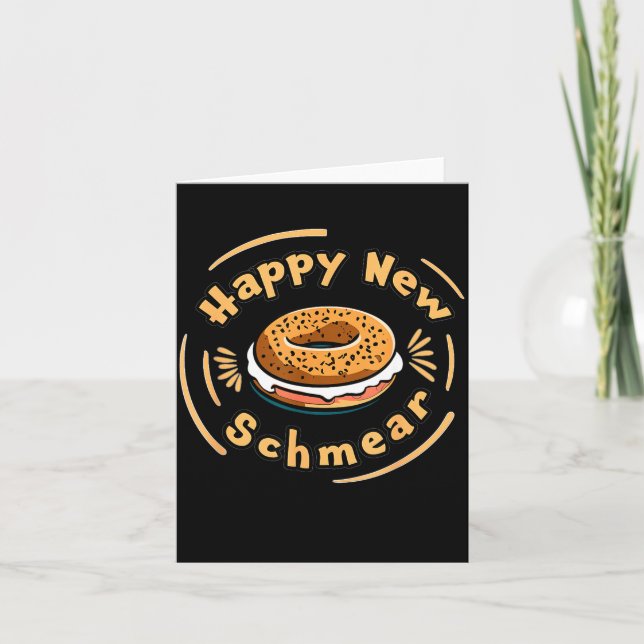 Funny Happy New Year Bagel &amp; Schmear Jewish Br Kort (Framsida)