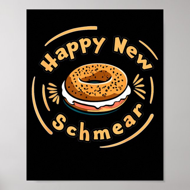 Funny Happy New Year Bagel &amp; Schmear Jewish Br Poster (Framsidan)