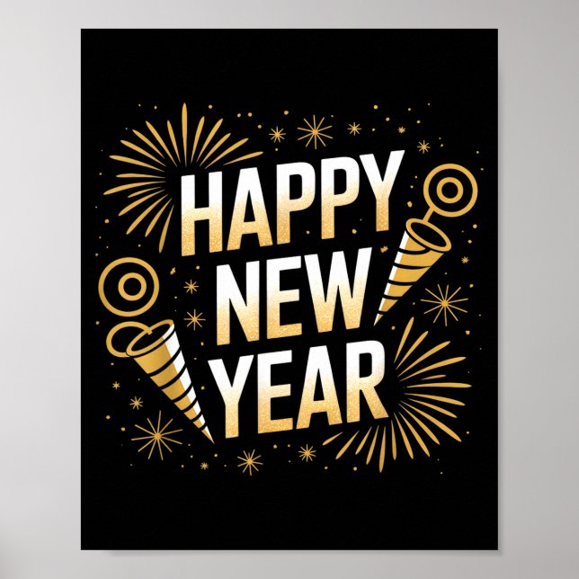 Funny Happy New Year Couple Matching  Poster (Framsidan)