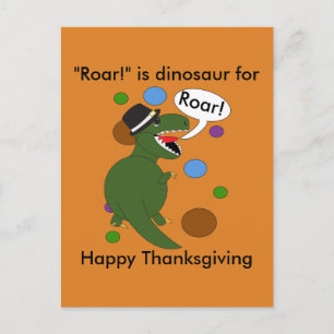 Funny Happy thanksgiving Dinosaur Personalize Vykort