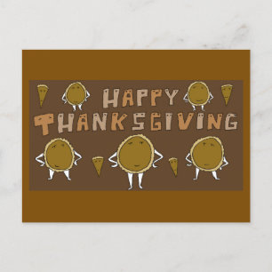 Funny Happy thanksgiving Tecknad Pumpkin Paj Helg Vykort