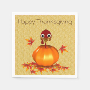 Funny Happy thanksgiving Turkiet i Pumpkin Pappersservett