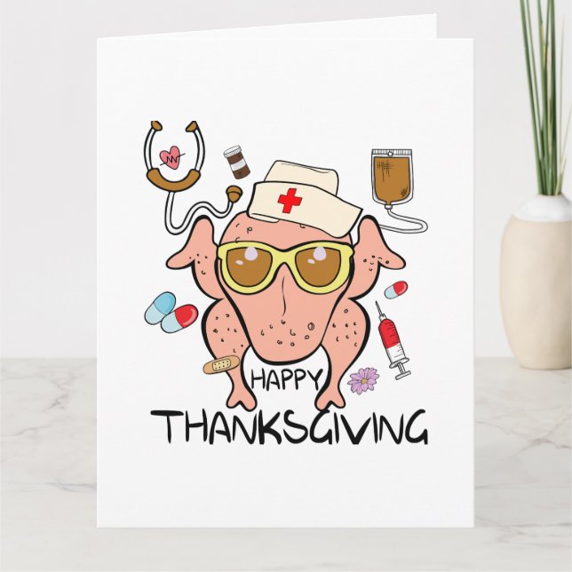 Funny Happy thanksgiving Turkiet Nurse Kort (Framsida)
