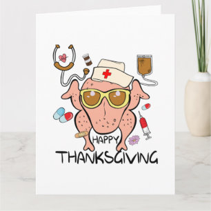 Funny Happy thanksgiving Turkiet Nurse Kort