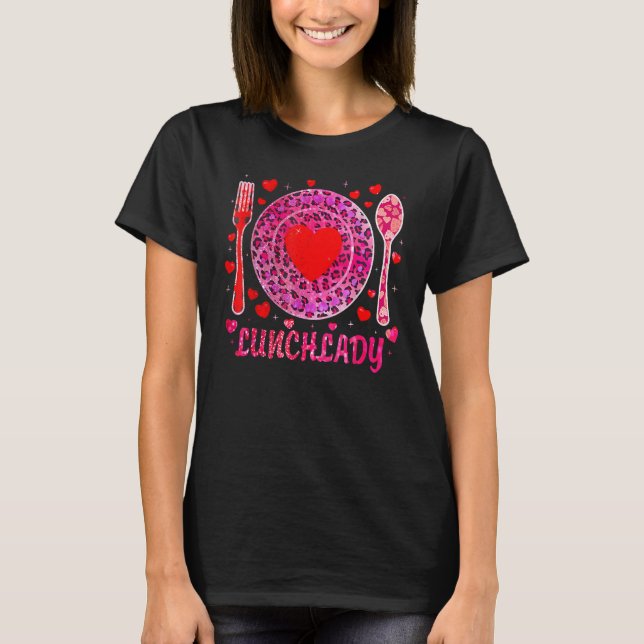 Funny Happy Valentine's Day Lunch Lady Women Match T Shirt (Framsida)