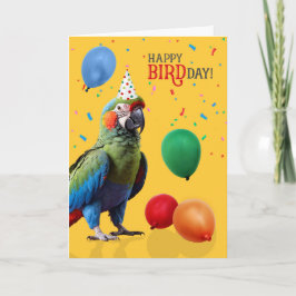 Funny Harlequin Macaw Parrot Birthday Kort