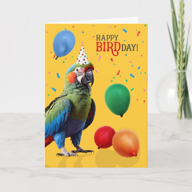 Funny Harlequin Macaw Parrot Birthday Kort (Framsida)
