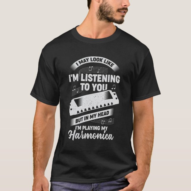Funny Harmonica Player Musician Gift T Shirt (Framsida)