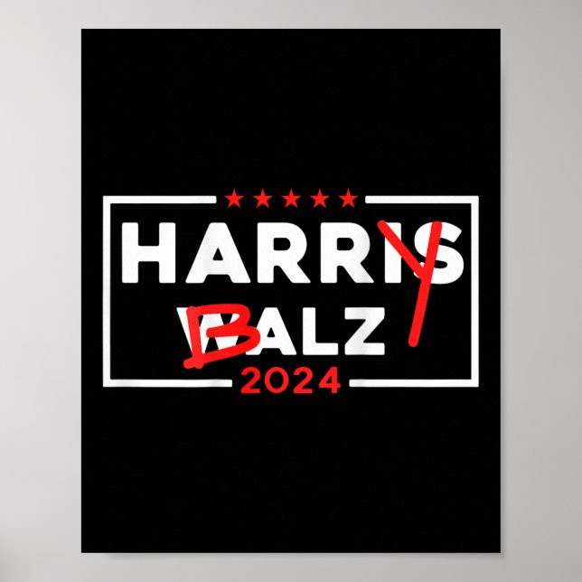Funny Harris W 24 Harry B 2024 Meme Democratic on Poster (Framsidan)