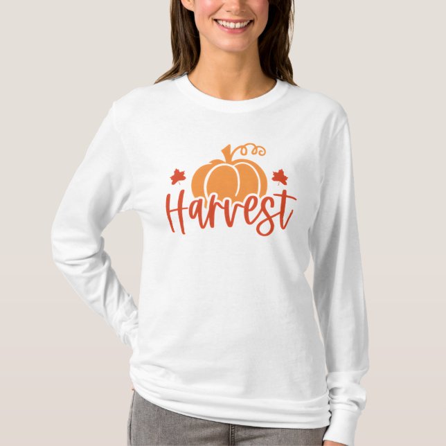 Funny Harvest Pumpkin Autumn T Shirt (Framsida)
