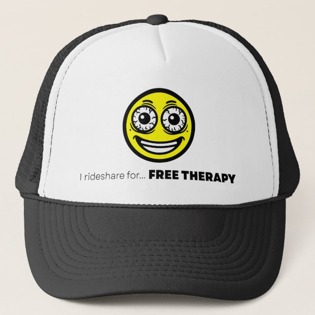 Funny Hat | Crazy Gult Emoji | Rideshare Humor Keps (Framsida)
