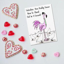 Funny Hat & Tie Flamingo för hans Valentines Card Kort
