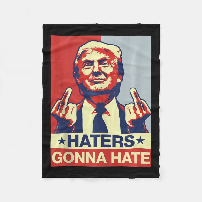Funny Haters Gonna Hate Donald Trump Mitten Finger Fleecefilt (Framsidan)
