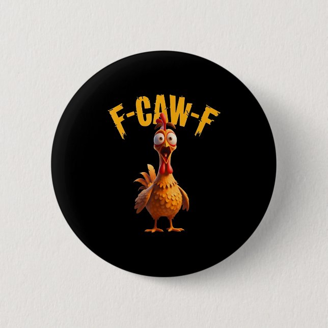 Funny Haunted Chicken F-caw-f Tee Knapp (Framsida)