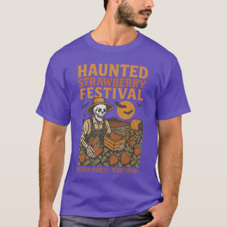Funny Haunted Strawberry Festival Summerween Skele T Shirt