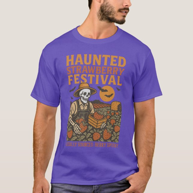 Funny Haunted Strawberry Festival Summerween Skele T Shirt (Framsida)