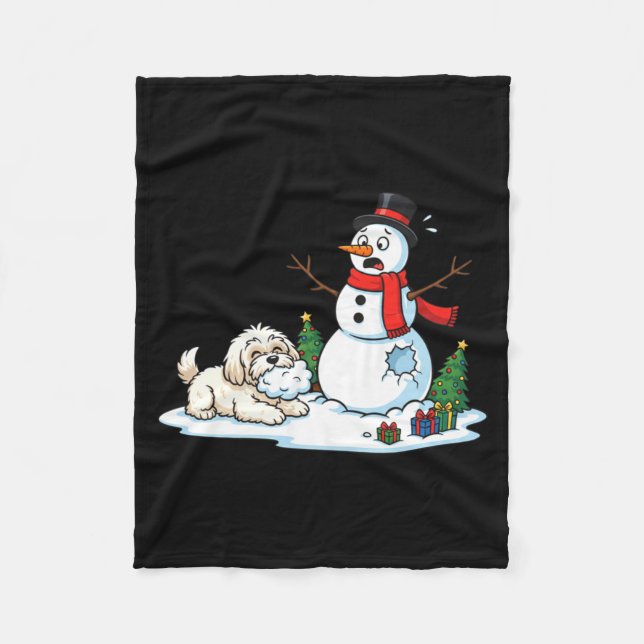 Funny Havanese Snowman Christmas Tree Xmas Womens  Fleecefilt (Framsidan)