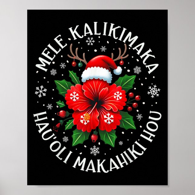 Funny Hawaii Santa Julafton Träd Surfing Vacation  Poster (Framsidan)