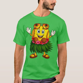 Funny Hawaii Softball Boll Hawaiian Tropical Summe T Shirt