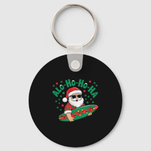 Funny Hawaiian Alo-ho-ho-ha Santa Surfing Christma Nyckelring