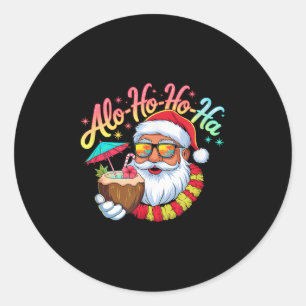 Funny Hawaiian Alo-ho-ho-ha Santa Surfing Christma Runt Klistermärke
