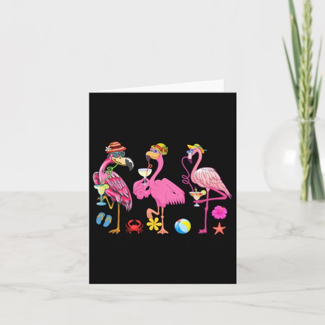 Funny Hawaiian Flamingos Drickning Svan jul I Kort (Framsida)