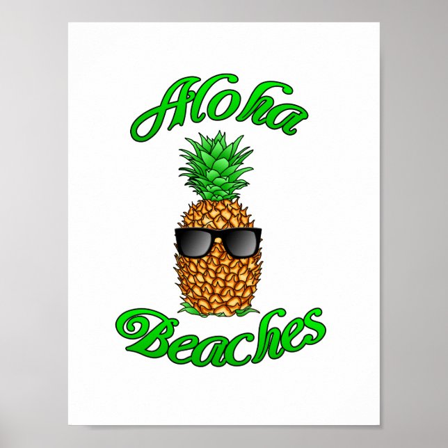 Funny Hawaiian Pineapple Aloha Beacher Poster (Framsidan)