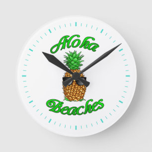 Funny Hawaiian Pineapple Aloha Beacher Rund Klocka