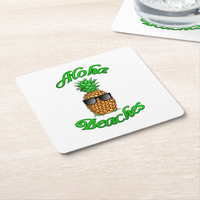 Funny Hawaiian Pineapple Aloha Beacher Underlägg Papper Kvadrat (Vinklad)
