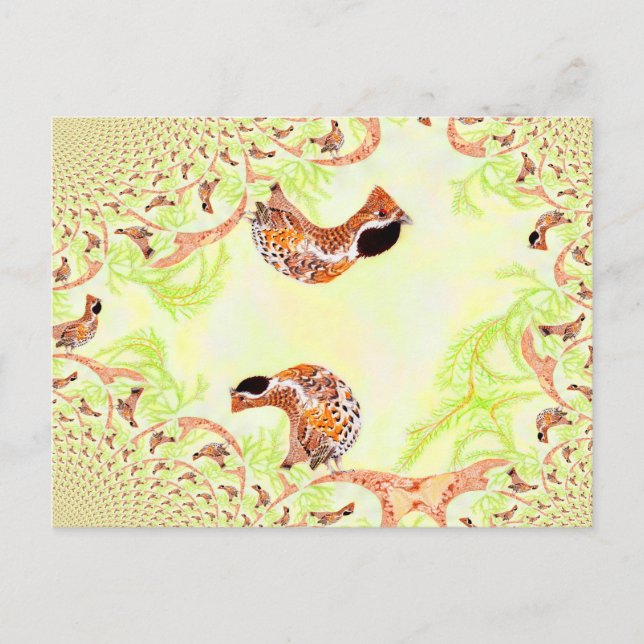 Funny Hazel Grouse Illustration Collage Vykort (Framsida)