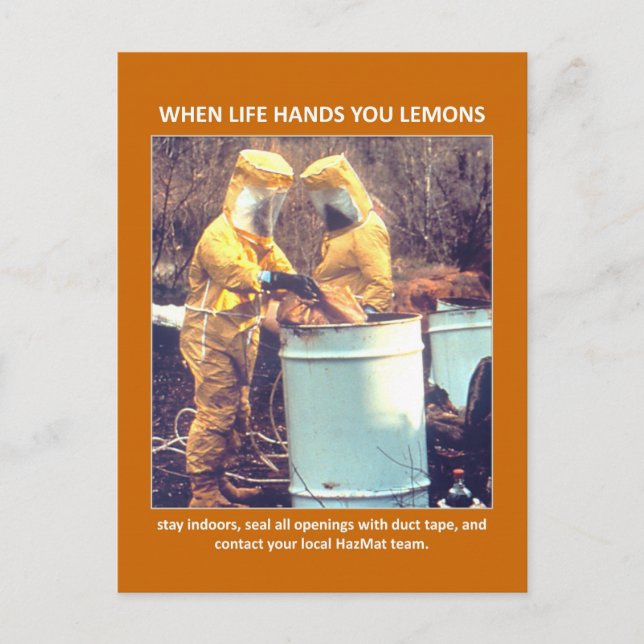 Funny Hazmat Biohazard Safety Adress Vykort (Framsida)