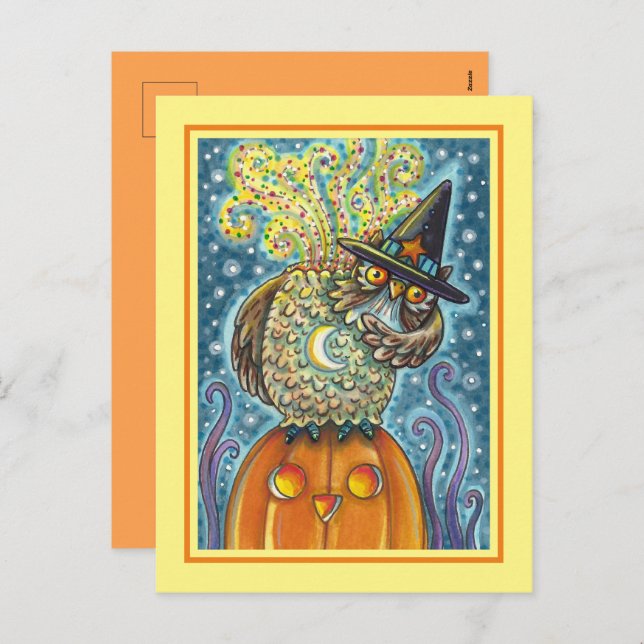 FUNNY HEADLESS HORSEMAN UGGLA, SÖMNIG HOLLOW BIRD HELG VYKORT (Fram/baksida)