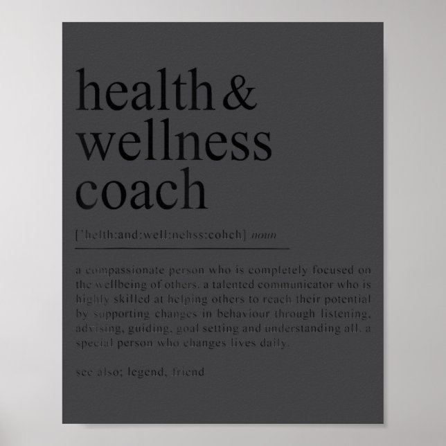 Funny Health Wellness Coach Quote Definition  Poster (Framsidan)